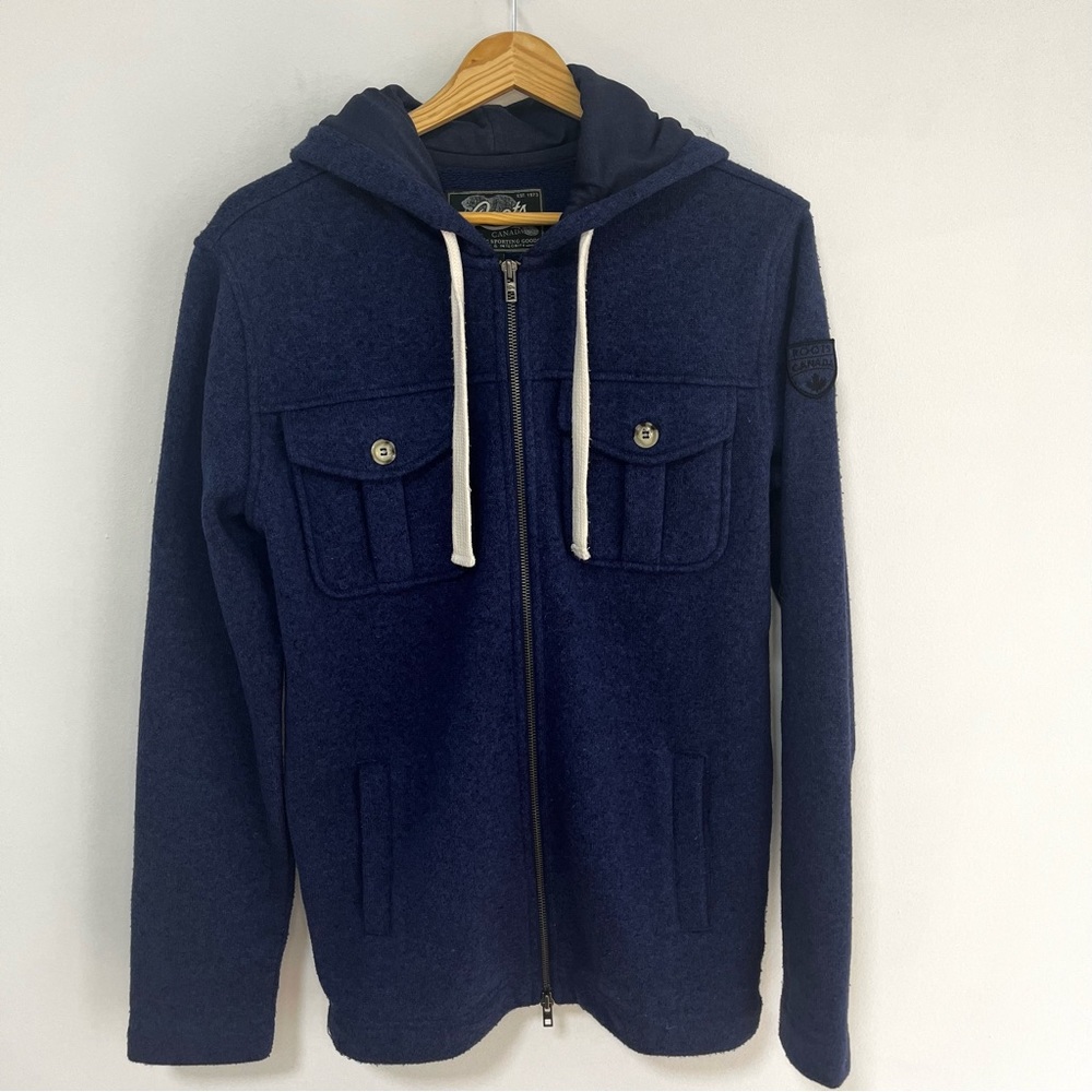 Roots Navy Heather Blue Zip Up Comfy Hoodie Jacket, S